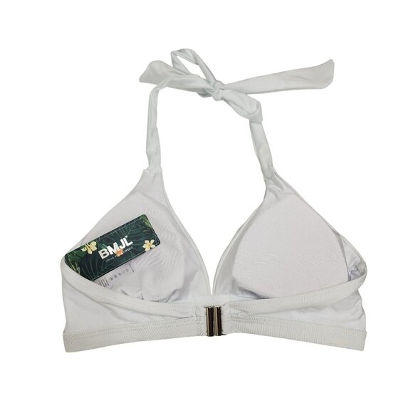 Two-Piece White High-Waisted Bikini Set Halter Tie Top Back Womens Size M - Picture 7 of 8